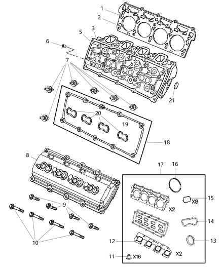 2007 Dodge Ram 3500 Cylinder Heads And Cylinder Head Covers Diagram 1