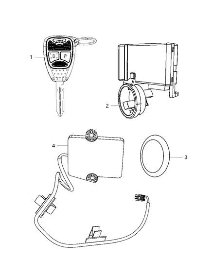 2012 Jeep Liberty Receiver Modules, Keys & Key Fob Diagram