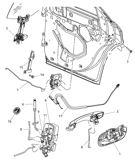 2009 Dodge Charger Handle-Exterior Door Diagram for YS96SW1AF