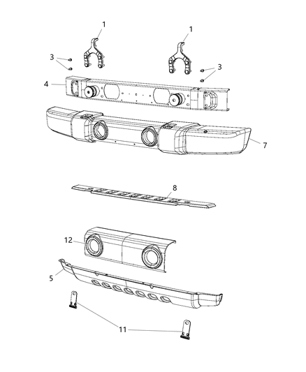 2015 Jeep Wrangler Bumper, Front Diagram