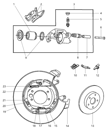 1997 Jeep Grand Cherokee Parking-Rear Brake Diagram for BHKP7002