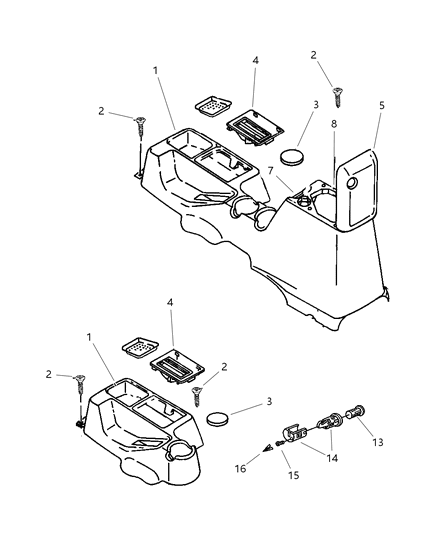 1999 Jeep Wrangler Consoles Full & Mini Diagram