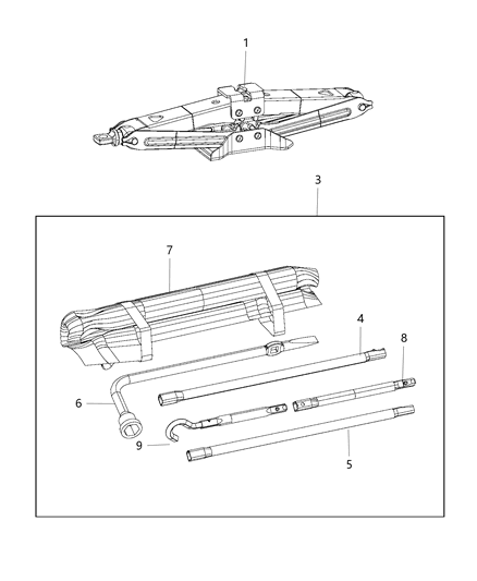 2020 Ram 1500 Rod-Jack Handle Diagram for 68310125AA