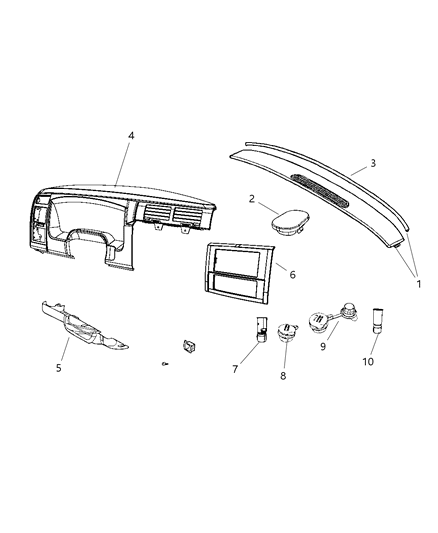 2008 Dodge Dakota Instrument Panel Trim Diagram