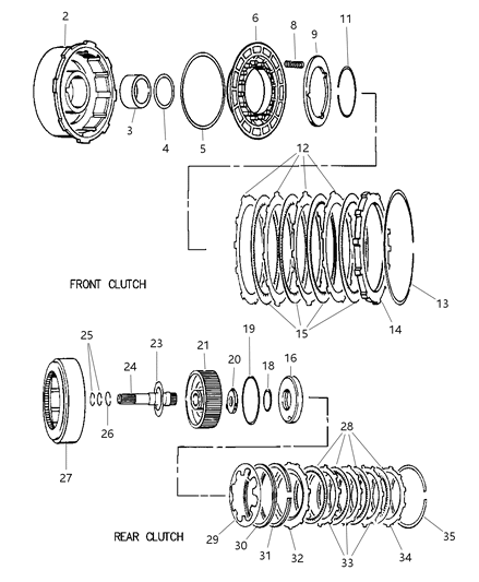 2003 Dodge Ram 1500 Clutch , Front & Rear With Gear Train Diagram 1