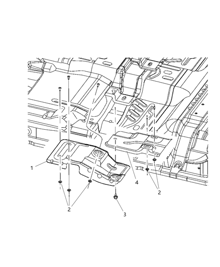 2008 Dodge Dakota Underbody Plates & Shields Diagram