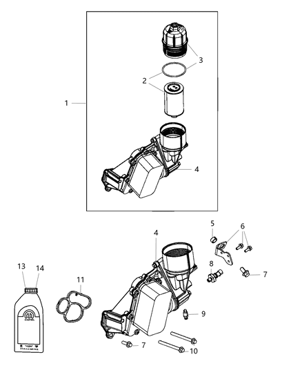 2015 Jeep Grand Cherokee Engine Oil , Filter , Adapter / Oil Cooler & Hoses / Tubes Diagram 2