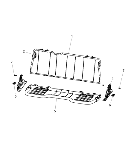 2015 Ram 1500 Quad Cab, Rear Seat Hardware, Bench Diagram