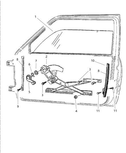 1997 Dodge Ram 3500 Door, Front Glass & Regulators Diagram