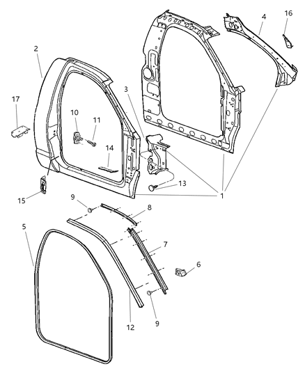 2002 Dodge Ram 1500 DEFLECTOR-B Pillar Diagram for 55276002AA