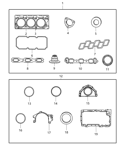 2010 Dodge Challenger Engine Gasket / Install Kits Diagram 1