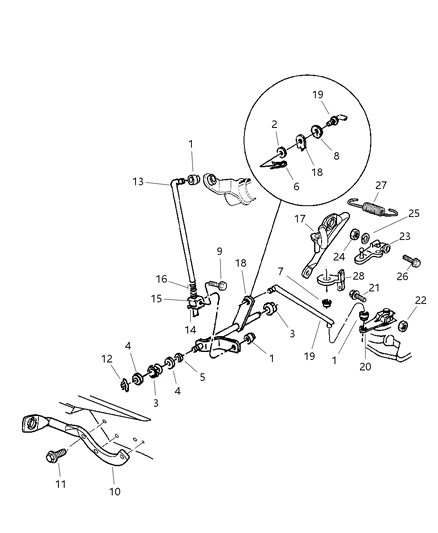 2002 Dodge Ram 3500 Controls, Gearshift Lower Diagram 2