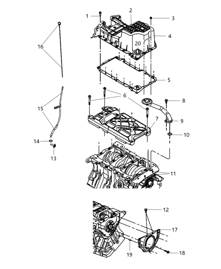 2009 Dodge Journey Engine Oil Pan & Engine Oil Level Indicator & Related Parts Diagram 5