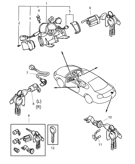 2003 Dodge Stratus Cylinder Lock-Door Lock Diagram for MN133164