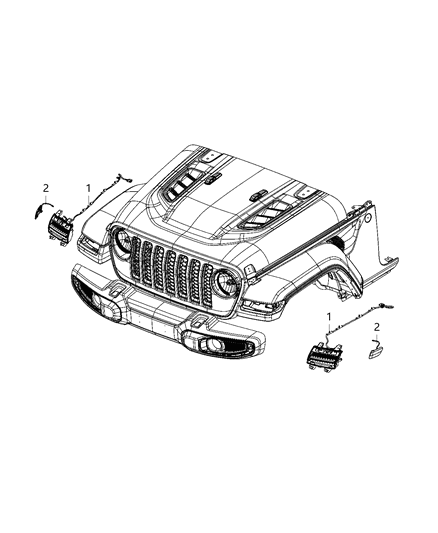 2020 Jeep Wrangler Lamps, Front Diagram 8