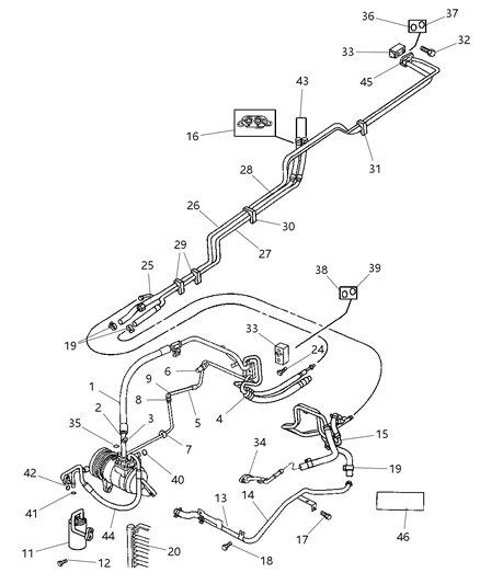 2000 Chrysler Grand Voyager Plumbing - A/C & Heater, Front And Rear Diagram