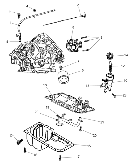 2002 Dodge Ram 1500 Tube-Oil Filler Diagram for 53021674AA