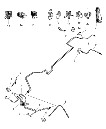 2008 Dodge Sprinter 3500 Brake Tubes, Rear Diagram 1