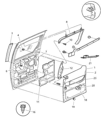 1998 Dodge Caravan Panel Door Trim - Rear Sliding Diagram