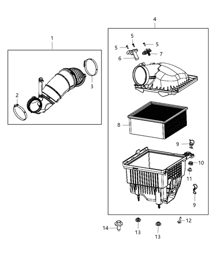 2012 Ram 3500 Latch-Air Cleaner Diagram for 68067649AA