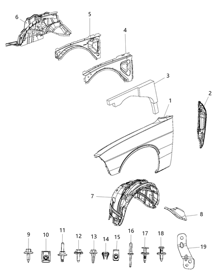 2019 Dodge Challenger Shield-Splash Diagram for 68319963AD