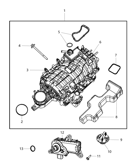 2014 Ram 3500 Intake Manifold & Air Intake Starting Aid Diagram 1