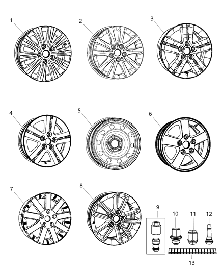 2016 Dodge Grand Caravan Aluminum Wheel Diagram for 5QZ531AUAB