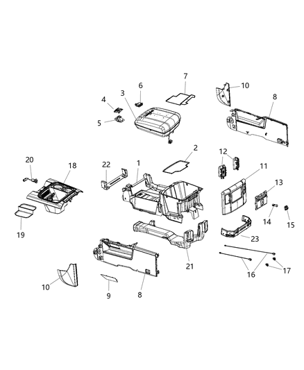 2018 Ram 2500 Bezel-Center Console Diagram for 6PB216U7AA