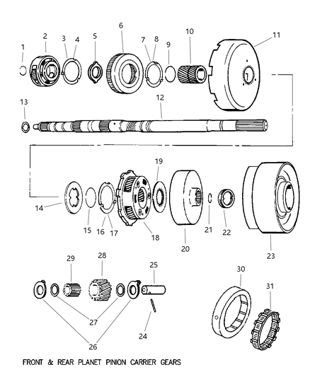 1998 Jeep Grand Cherokee Gear Train & Intermediate Shaft Diagram