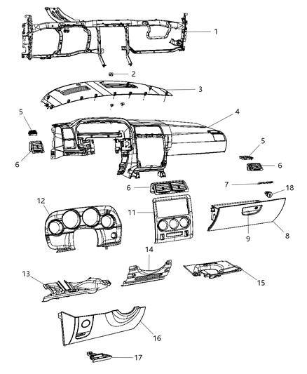 2011 Dodge Challenger Instrument Panel & Structure Diagram