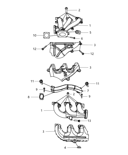 2008 Chrysler Pacifica Exhaust Manifold Diagram for 4648954AB