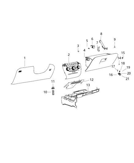 2020 Dodge Journey Instrument Panel, Lower Diagram