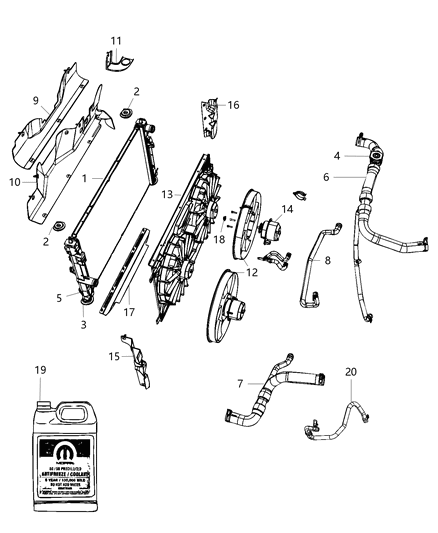 2010 Jeep Compass Radiator & Related Parts Diagram
