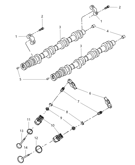 2010 Dodge Dakota Camshaft & Valvetrain Diagram 2