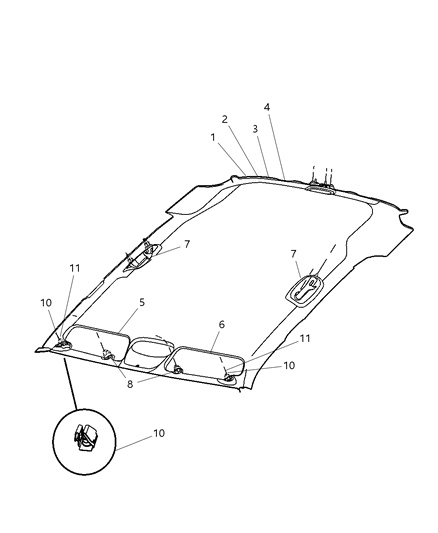 2009 Dodge Nitro Headliner Diagram for 1PA67DW1AA