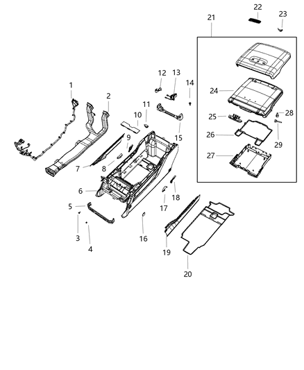 2021 Ram 1500 Armrest-Console Diagram for 7FW523X7AA