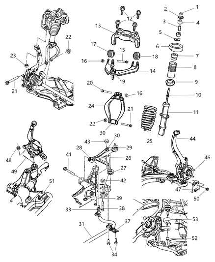 2005 Chrysler Sebring Suspension Control Arm Diagram for 4782974AC