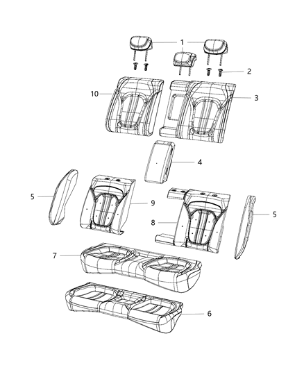 2017 Chrysler 200 Rear Seat - Split Seat Diagram