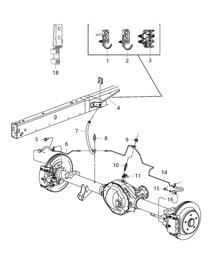 2017 Ram 5500 Brake Tubes & Hoses, Rear And Chassis Diagram