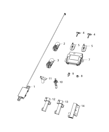 2020 Jeep Grand Cherokee Key Fob-Integrated Key Fob Diagram for 68143506AC