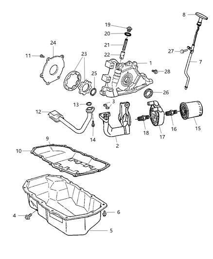 2001 Chrysler Sebring Cover-Oil Pump Back Diagram for 4621523