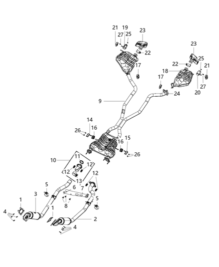 2015 Jeep Grand Cherokee Exhaust Extension Pipe Diagram for 68072213AD