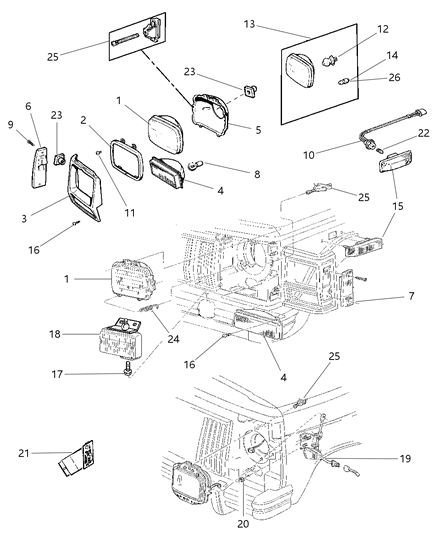 1997 Jeep Cherokee Lamp-Side Marker Diagram for 55055146