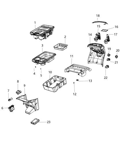 2019 Ram 1500 Floor Console Diagram 2