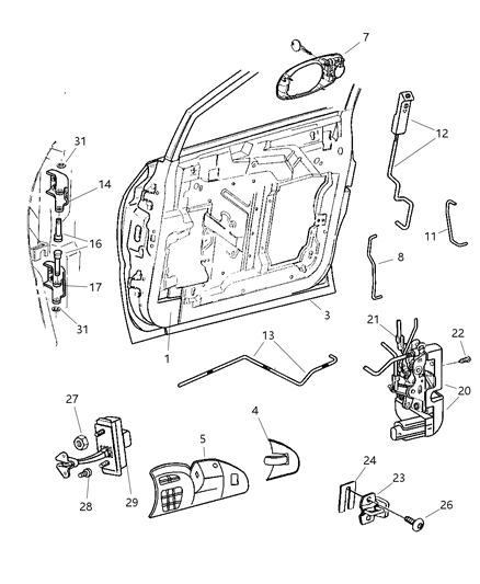 2004 Dodge Caravan Door, Front Diagram 2