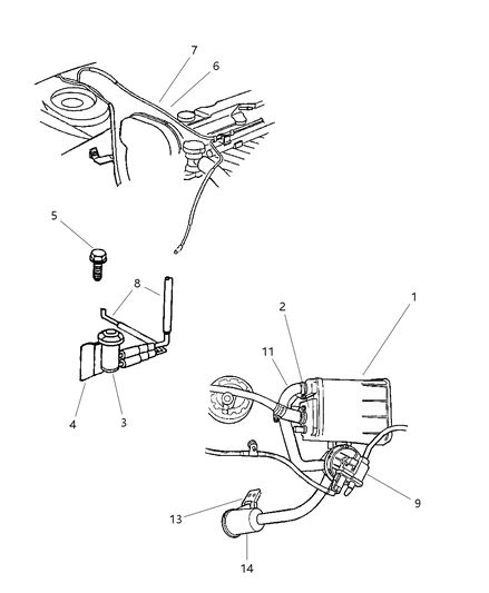2000 Chrysler Cirrus Vacuum Canister & Leak Detection Pump Diagram