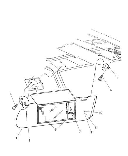 1999 Jeep Grand Cherokee Visor-Visor Diagram for 5GH37TL2AA