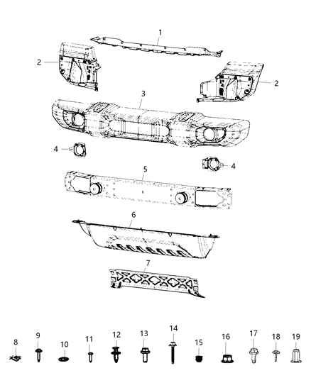 2021 Jeep Wrangler Bumper, Front Diagram 1
