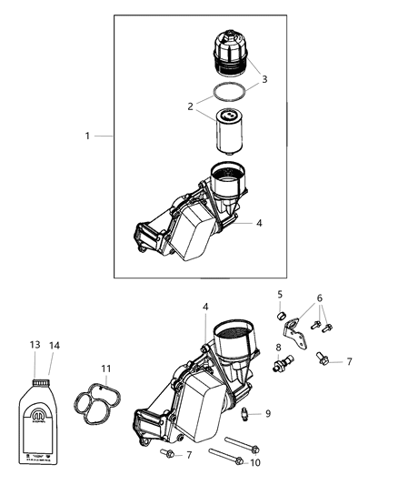 2014 Jeep Grand Cherokee Filter-Engine Oil Diagram for 68109834AA