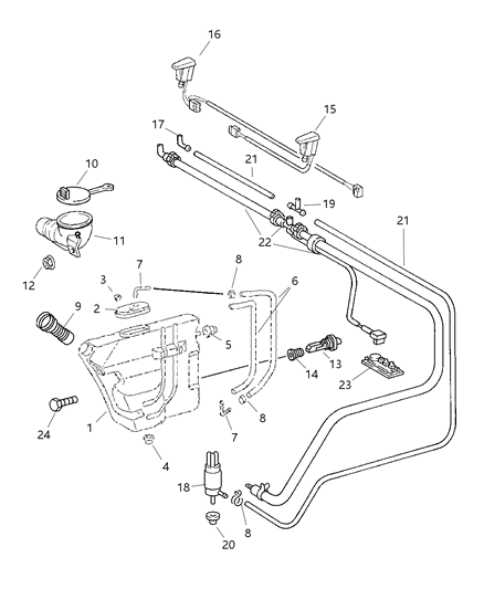 2004 Chrysler Crossfire Connector-Washer Hose Diagram for 5098697AA
